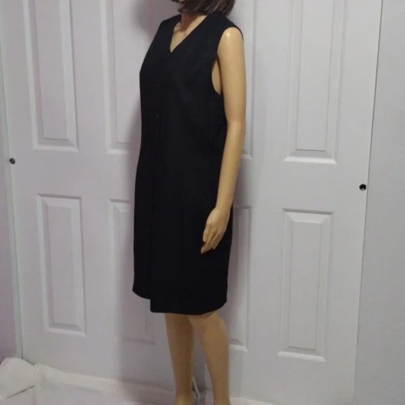 Vintage Brooks Brothers Linen Dress 80s Black Sleeveless Button Down Size 12 - Picture 3 of 8